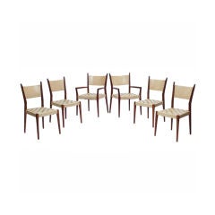 Set of 6 Paul McCobb dining chairs with woven leather seats