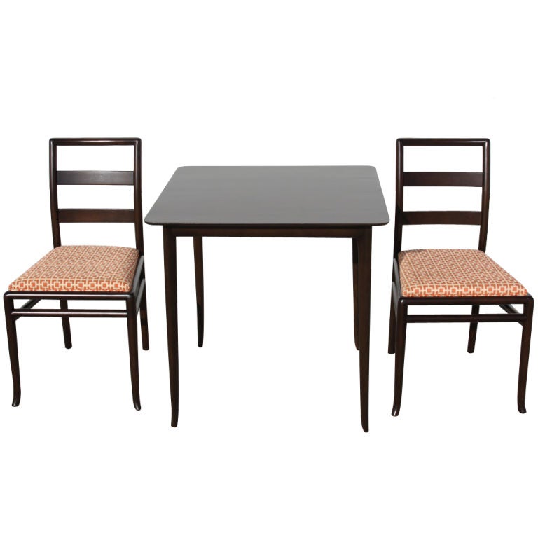 T. H. Robsjohn-Gibbings for Widdicomb Game Table and Two Side Chairs - Espresso