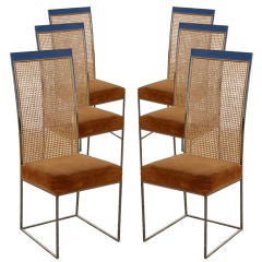 Set of 6 Milo Baughman Polished Nickel side chairs