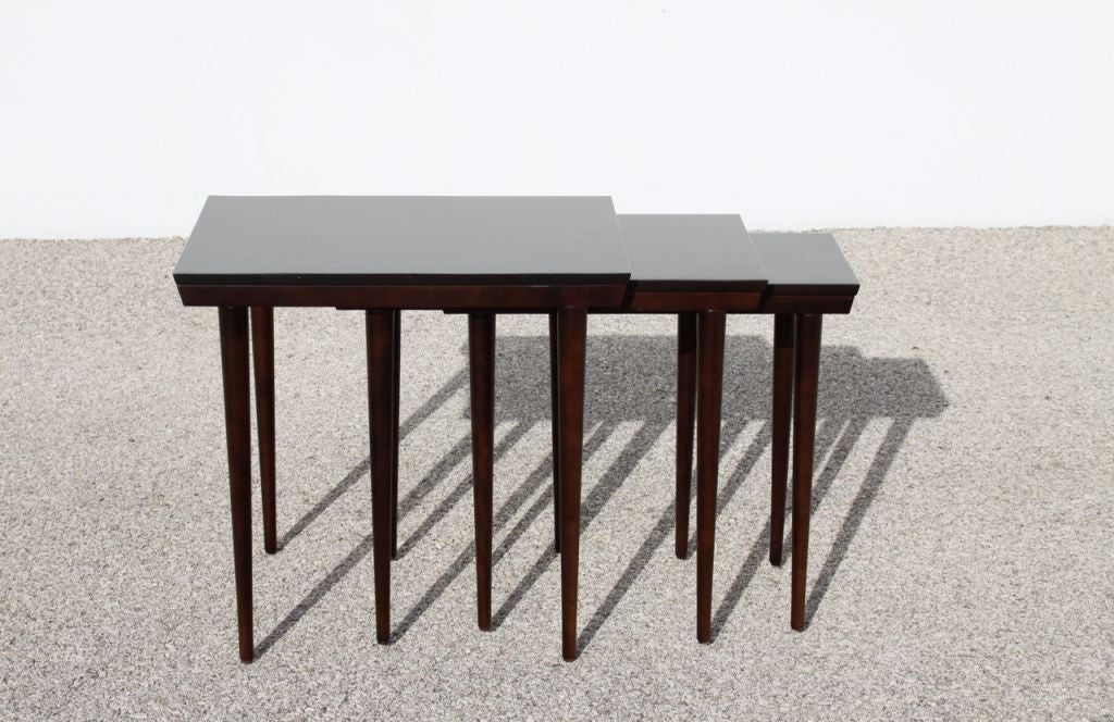 Mid-Century Modern Set of Midcentury Russel Wright for Conant Ball Nesting Tables in Dark Brown