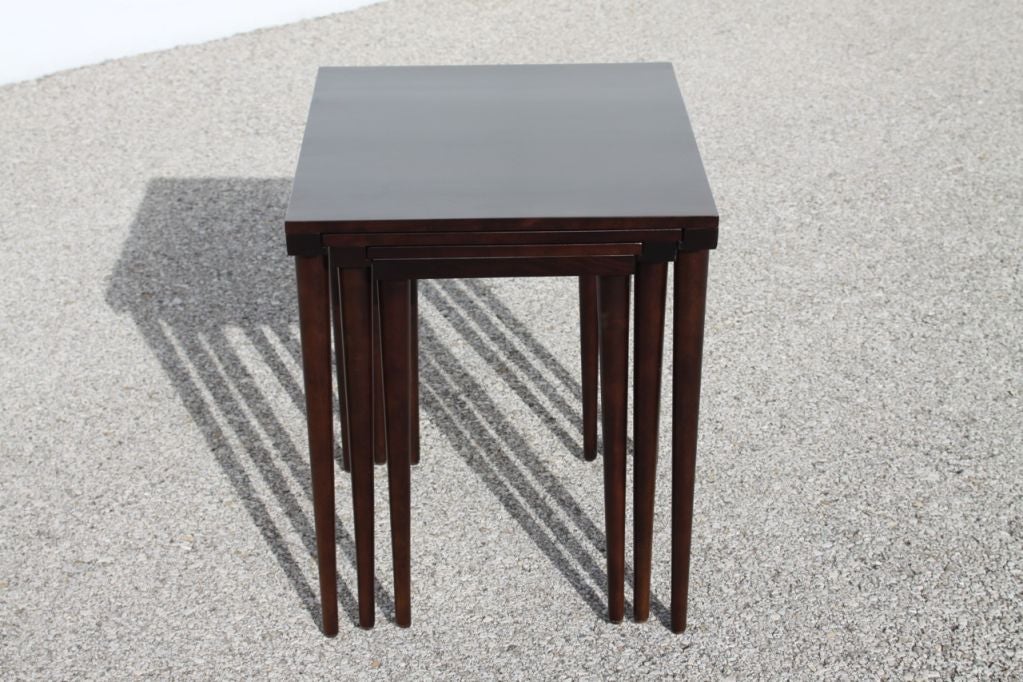 Maple Set of Midcentury Russel Wright for Conant Ball Nesting Tables in Dark Brown