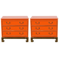 Pair of Mastercraft chests with brass bases and details