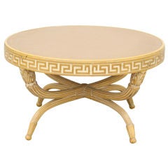 1940's Cocktail table with Greek Key motif and leather top 2