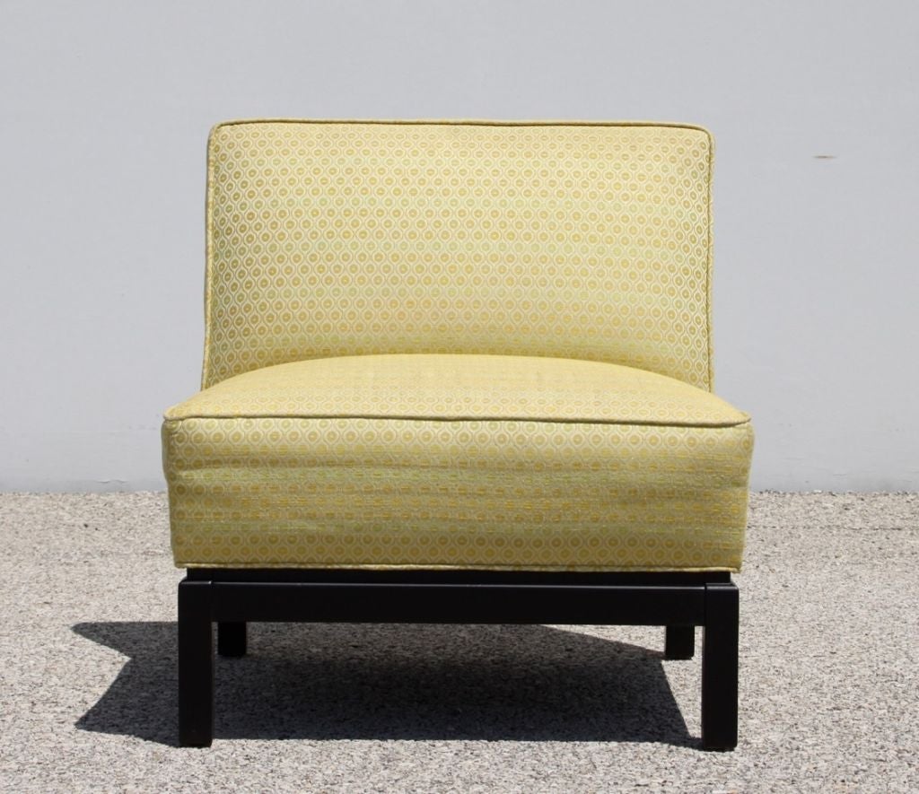 Mid-20th Century Pair of Mid-Century Modern Slipper Chairs with Ebony Bases