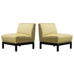 Pair of Mid-Century Modern Slipper Chairs with Ebony Bases 