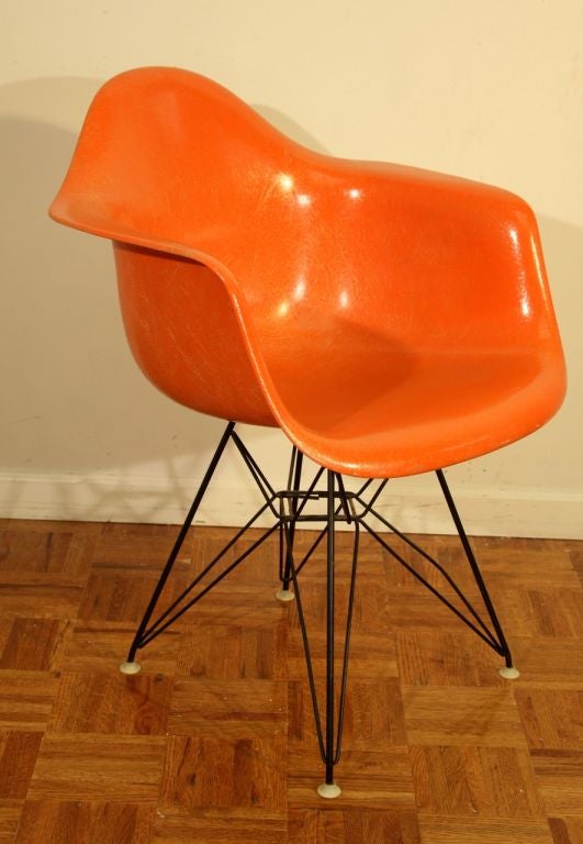 American Pair of Orange vintage Eames Eiffel Tower chairs