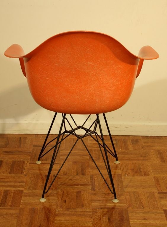 Metal Pair of Orange vintage Eames Eiffel Tower chairs