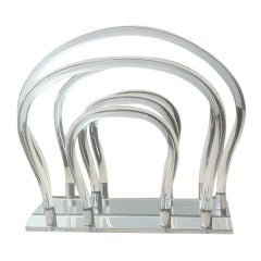 Dorothy Thorpe lucite, chrome and mirror magazine holder