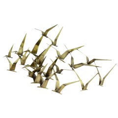 Curtis Jere wall hanging sculpture of birds in flight