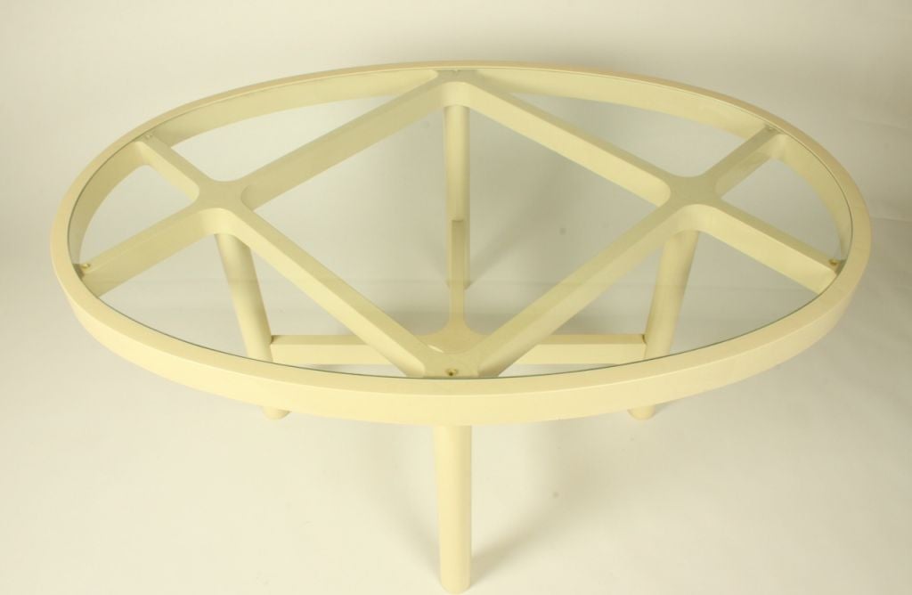 Mid-Century Modern 1970s Italian Glass and Ivory Plastic Dining Table