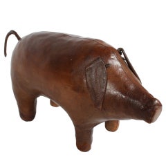 Vintage Abercrombie Leather Pig footstool