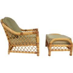 Bielecky Bros.  Rattan Lounge chair and ottoman (Two Available)