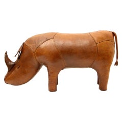 Vintage Omersa Leather Rhino ottoman retailed by Abercrombie & Fitch