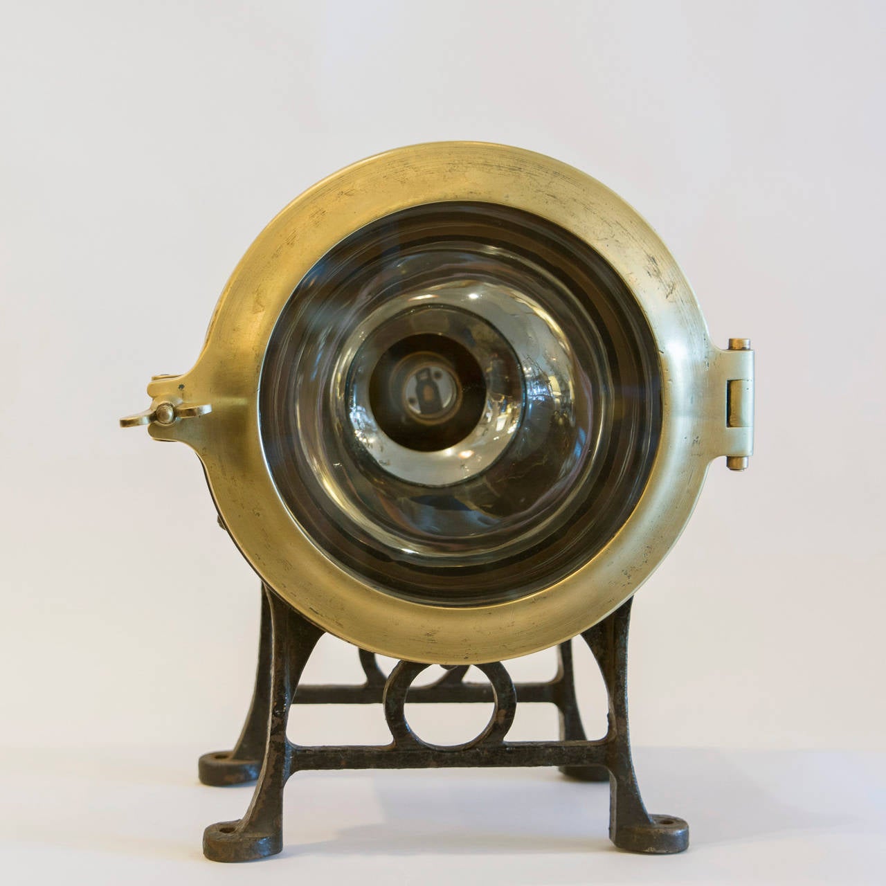 English Brass and Cast Iron Reflector Light In Good Condition In Hinsdale, IL