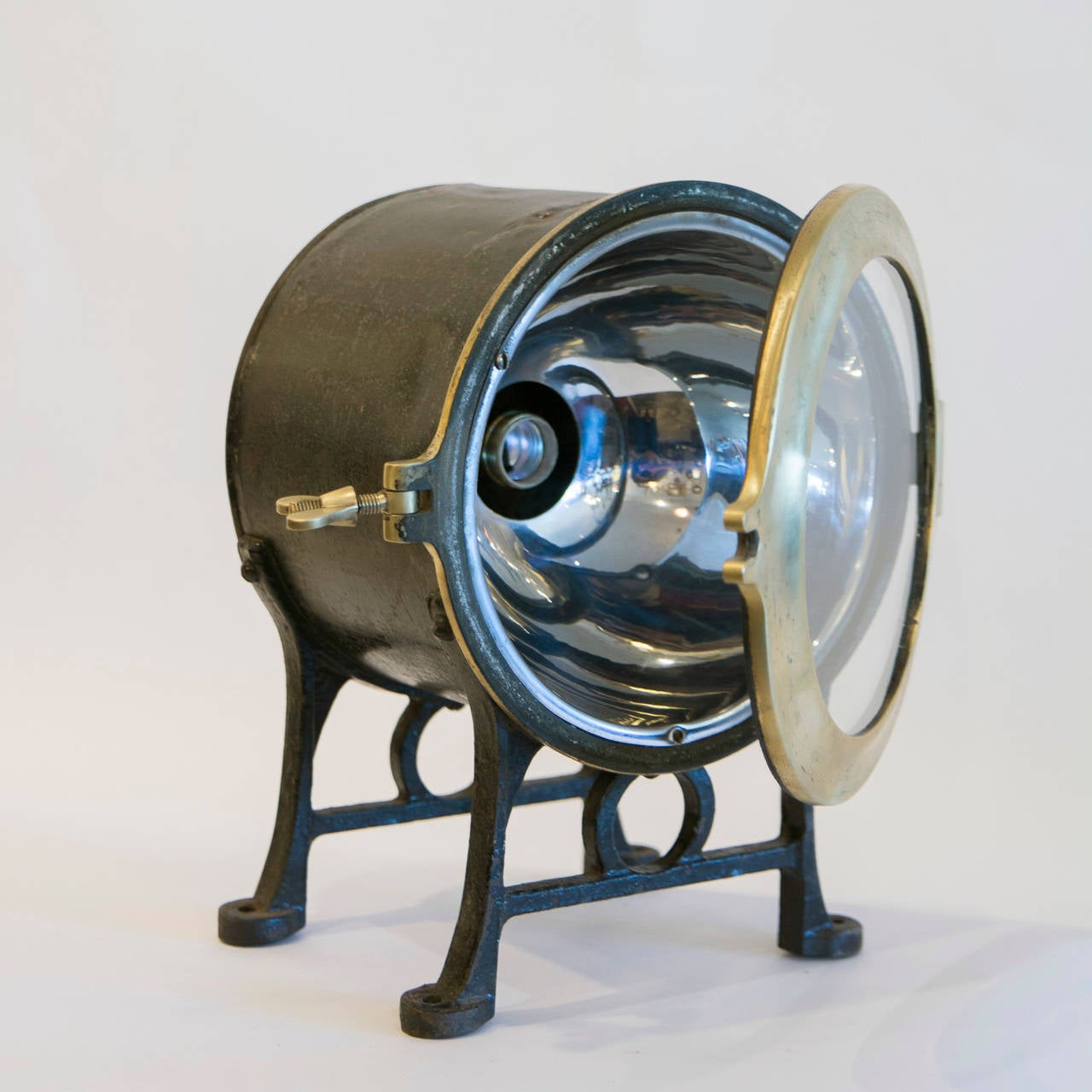 20th Century English Brass and Cast Iron Reflector Light