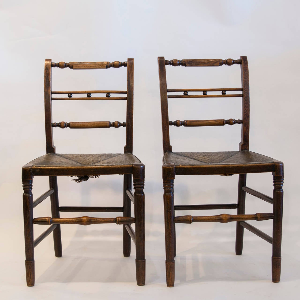 Pair of English Provincial Side Chairs In Distressed Condition In Hinsdale, IL