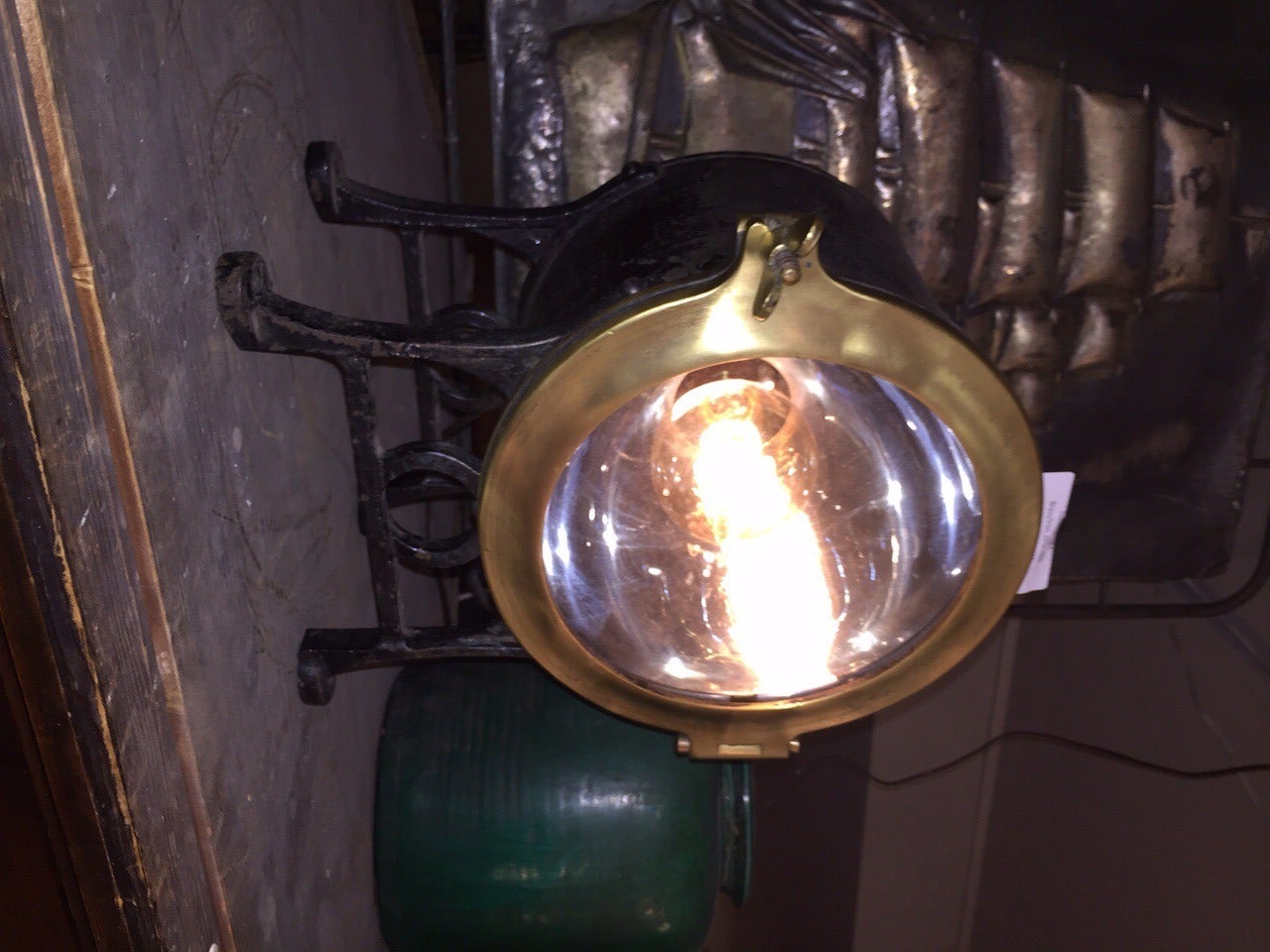 English Brass and Cast Iron Reflector Light 6