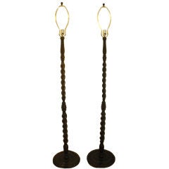 Pair Barley Twist Standing Lamps