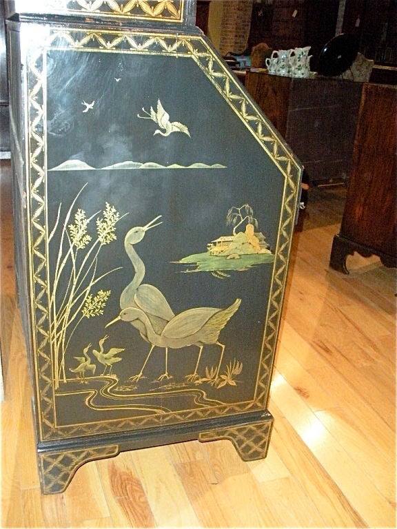 English Georgian Bureau Bookcase/Later Chinoiserie Decoration For Sale