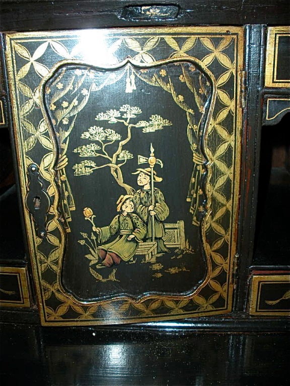 18th Century and Earlier Georgian Bureau Bookcase/Later Chinoiserie Decoration For Sale