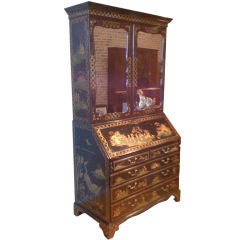 Antique Georgian Bureau Bookcase/Later Chinoiserie Decoration