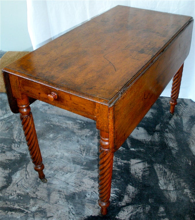 French Walnut Drop Leaf Breakfast Table