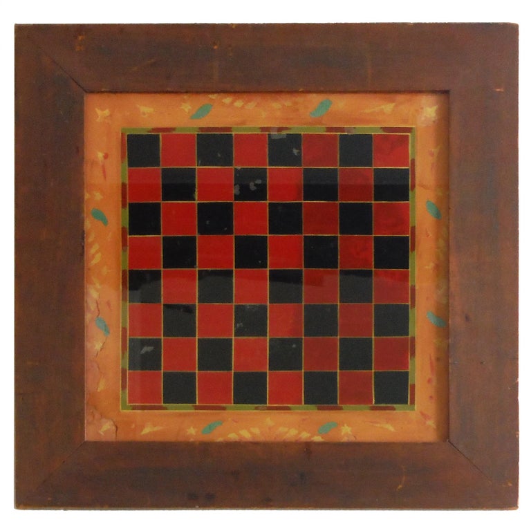 19thc Original Reverse Painted Game Board For Sale