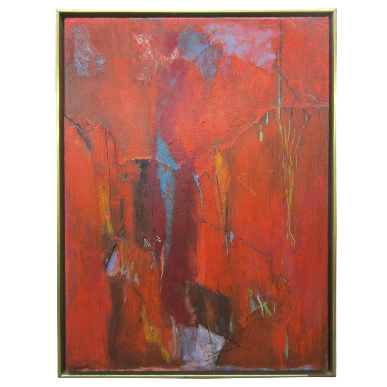 Gorgeous Abstract Constance Scharff Painting on Wood Mid-century Modern
