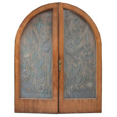 Pair of Art Nouveau Etched Glass Doors