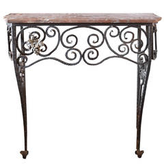 Fer Forge Console Table with Marble Top 12