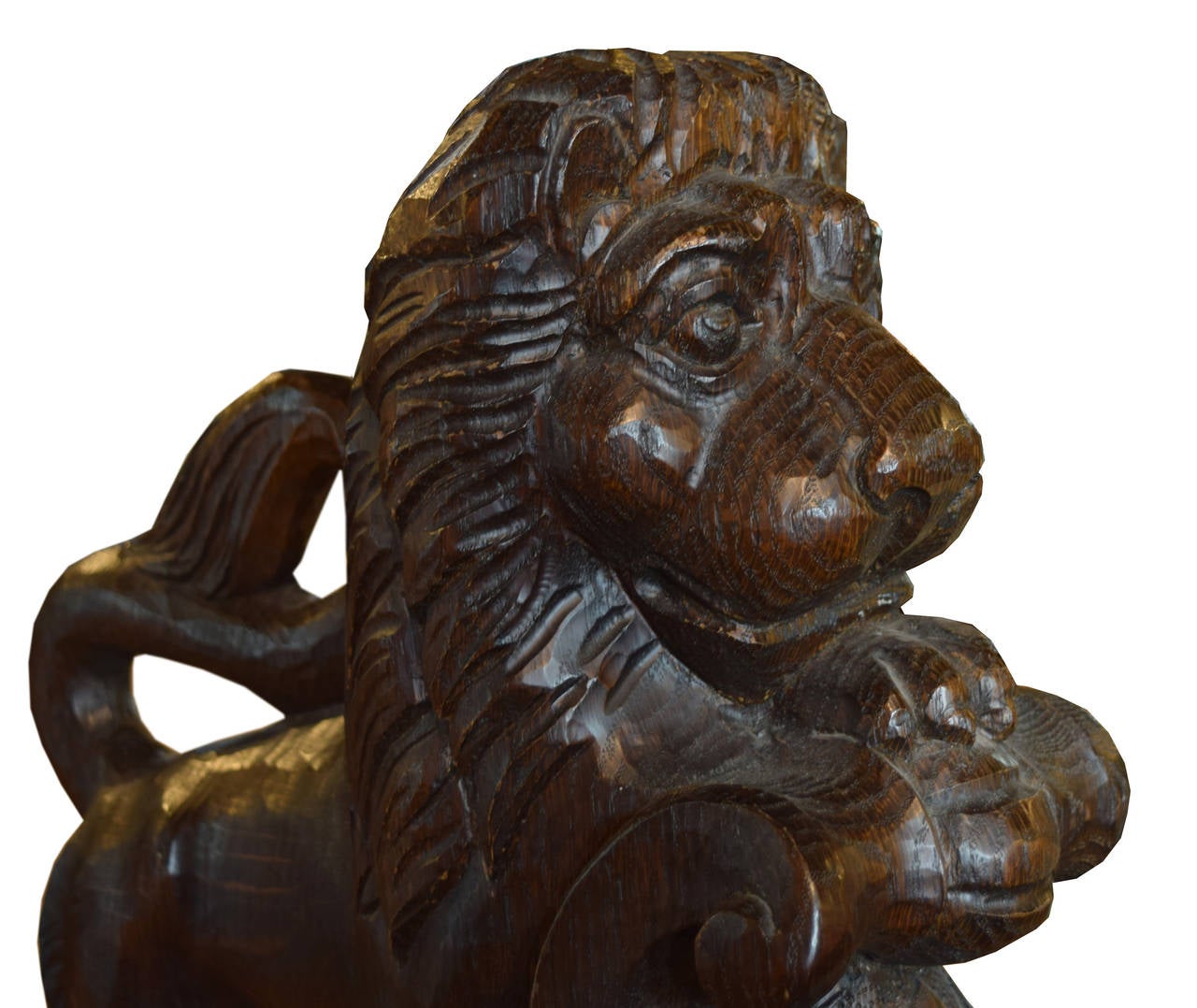 Pair of Carved Wood Lions 1