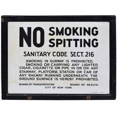 Panneau d'interdiction de fumer ou de cracher dans le métro de New York