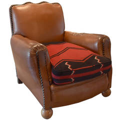 Leather Club Chair with Ralph Lauren Cushion
