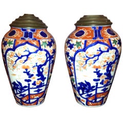 Pair of Japanese Mid 19th Century Imari Vases/Lamps