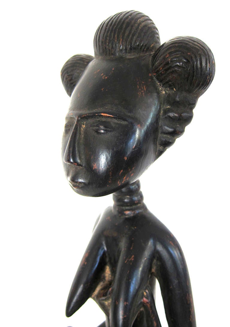 Wood African Asanta Tribe Statue of Mother Feeding Child