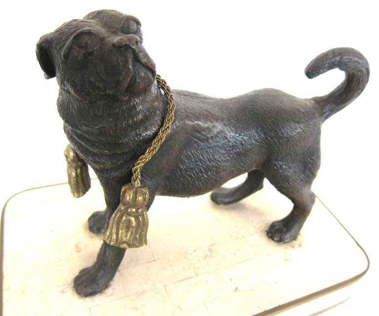 Bronze Pug atop a Stone Box 1