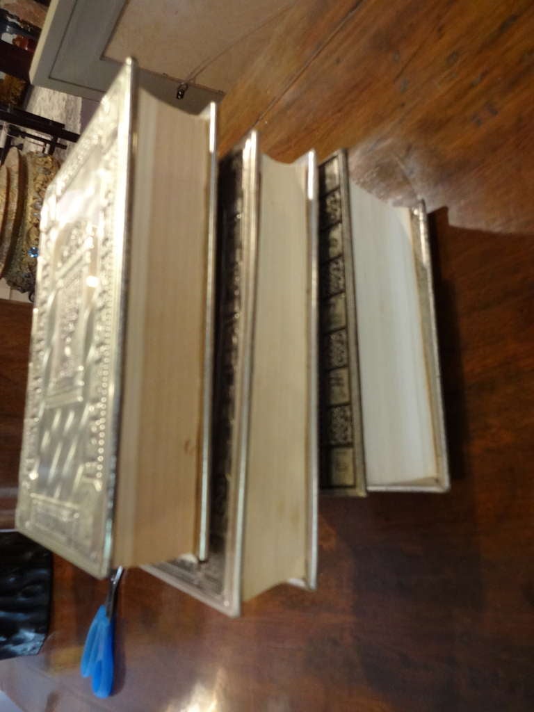 3 Religious Books - Silver Covers Semi-Precious Stones In Excellent Condition In Sarasota, FL