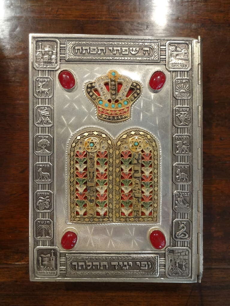 3 Religious Books - Silver Covers Semi-Precious Stones 1