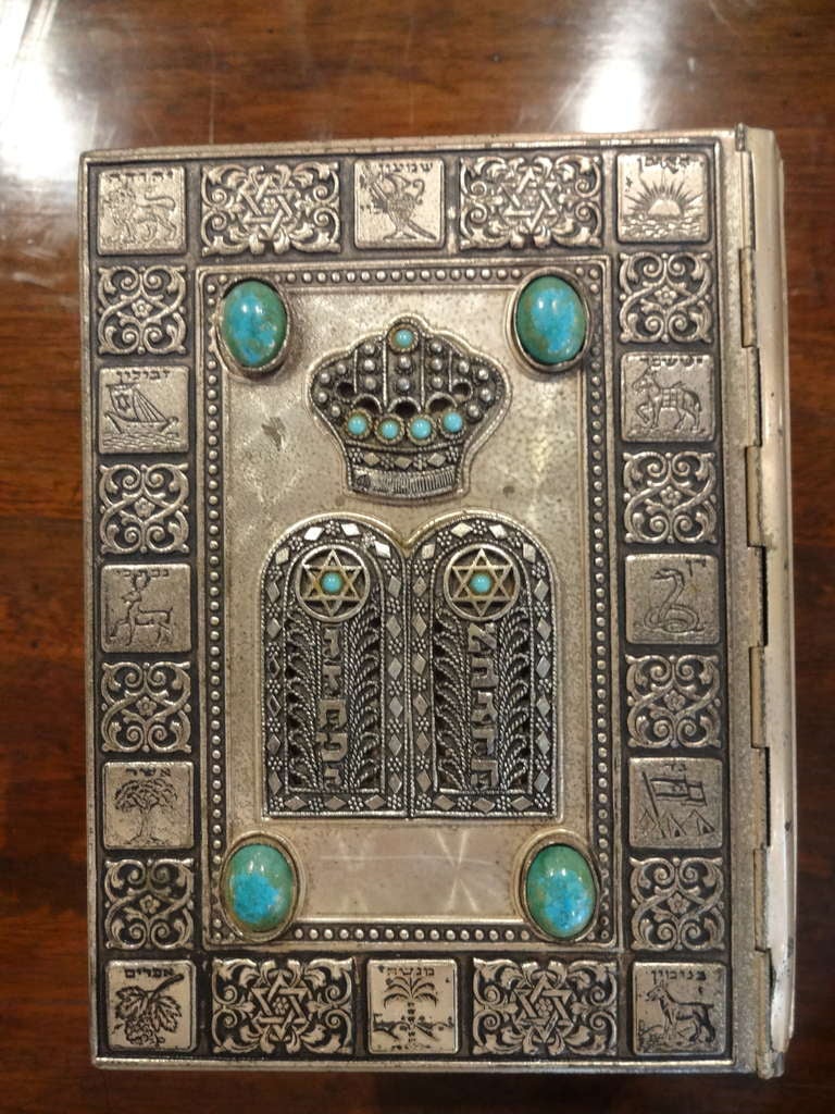 3 Religious Books - Silver Covers Semi-Precious Stones 2