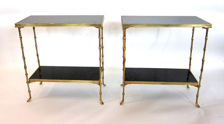 Pair of French Neoclassical Style Gilt Bronze Side Tables