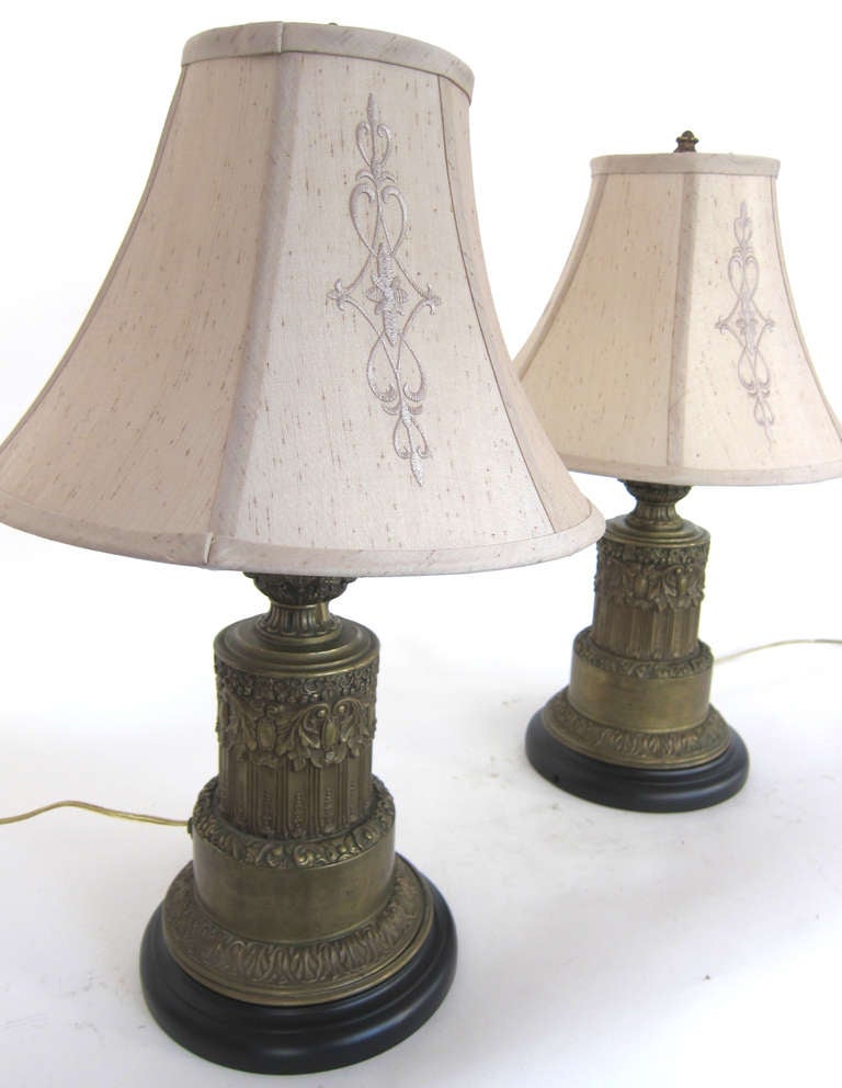 A Pair of French Carcel Bronze Table Lamps In Excellent Condition In Sarasota, FL