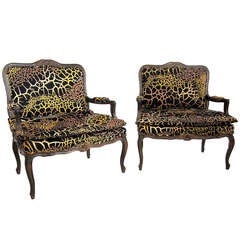 Pair of Louis XV style Extra Large Armchairs Fauteuil