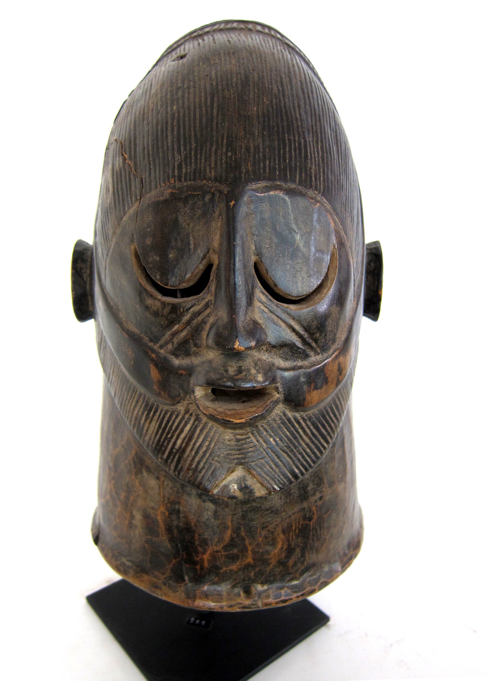 Rare Wooden African Helmet Mask from Mende Sande Society Tribe