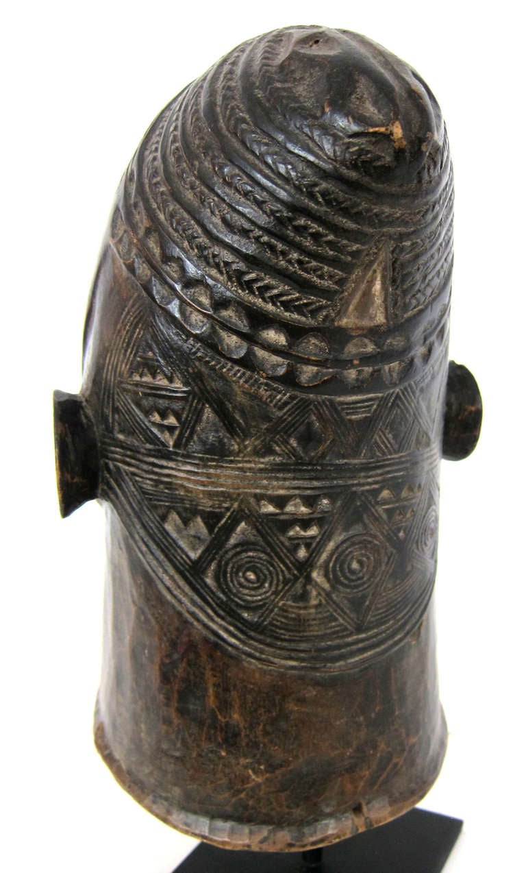 20th Century Rare Wooden African Helmet Mask from Mende Sande Society Tribe