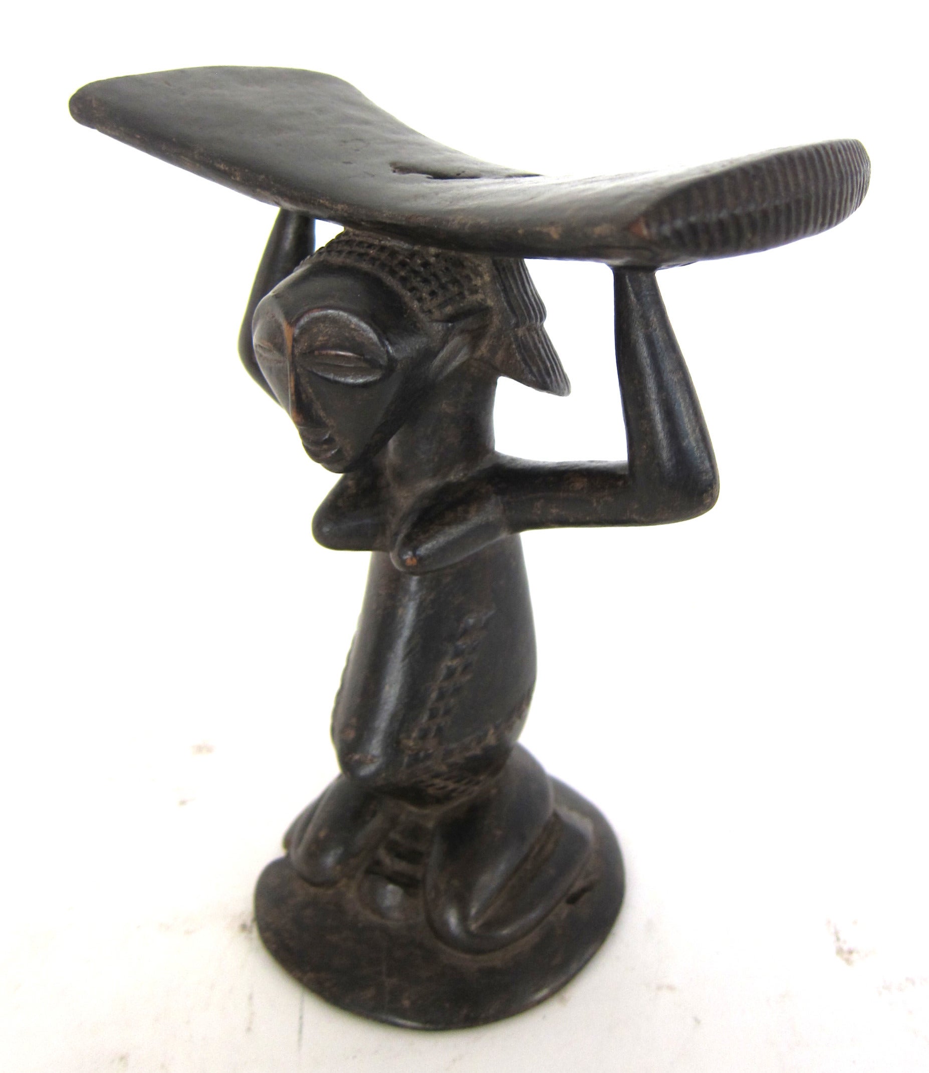 Carved African Headrest from the Luba Tribe For Sale