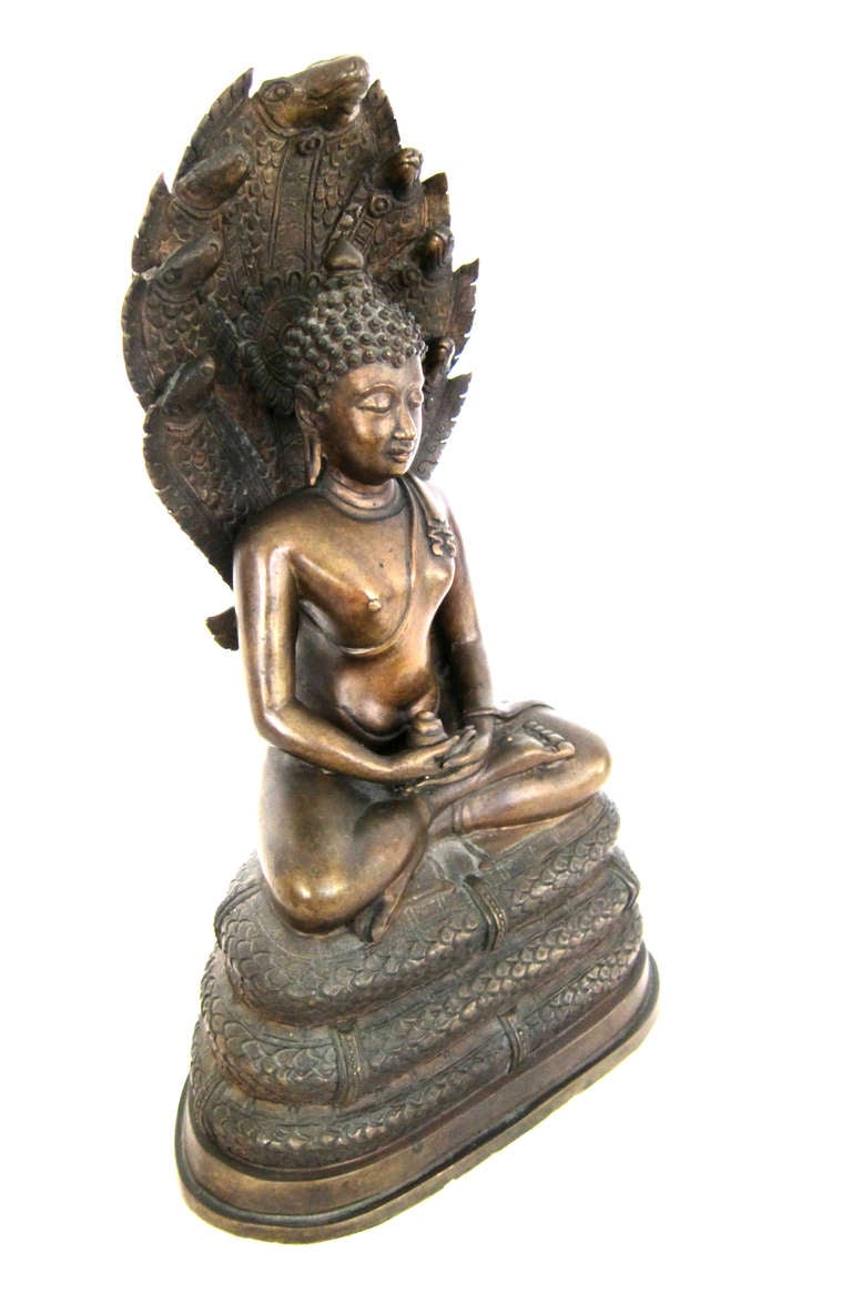Bronze Seated Thai Buddha In Excellent Condition In Sarasota, FL