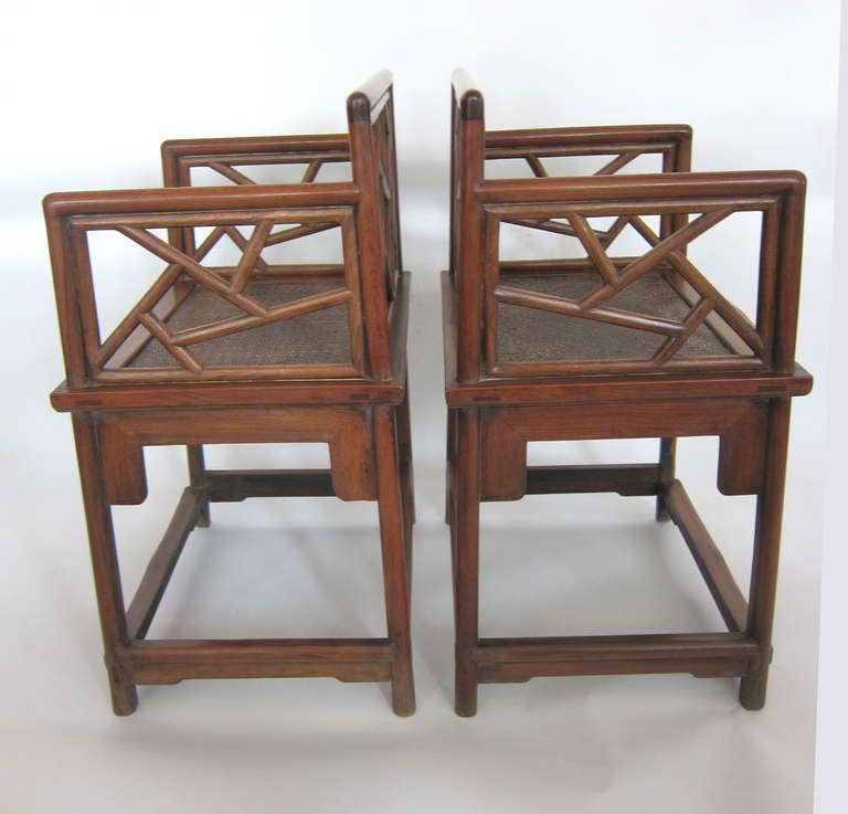 Joinery Pair of Rare Chinese Huanghuali Armchairs
