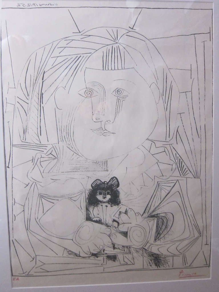 In Vallauris, France Picasso worked on this lithograph. The Black lithograph ARTIST PROOF marked 