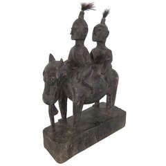 Sumatran Carving of Two Men on Horseback