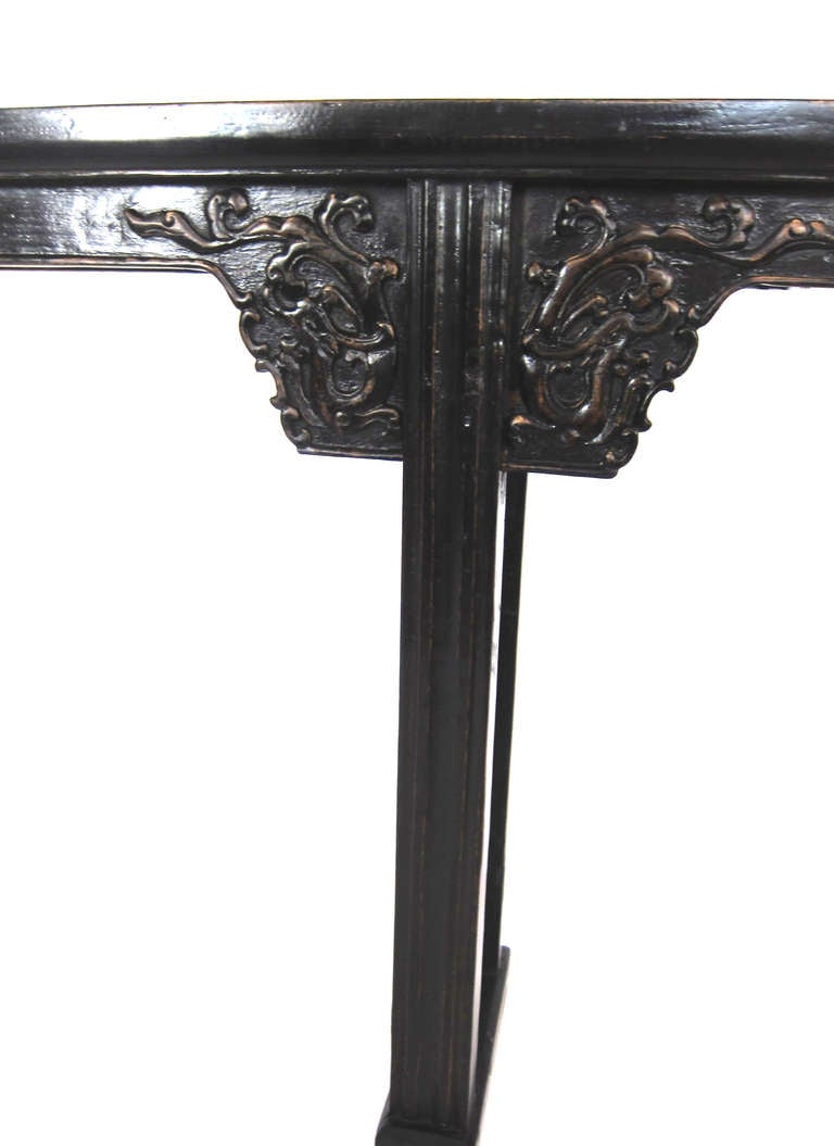 Carved Black Lacquer Chinese Altar Table 2